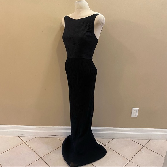 WAYNE CLARK vintage black silk evening gown - Picture 3 of 9